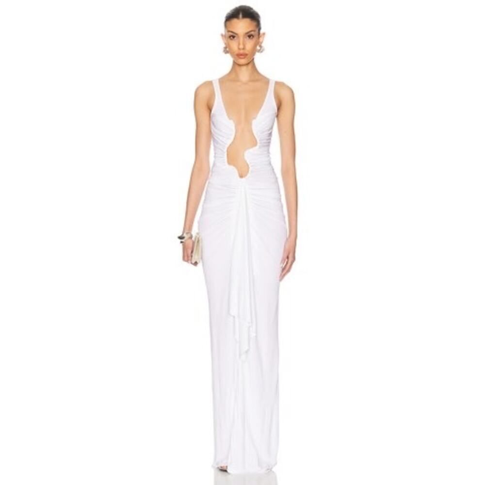 Christopher esber dry jersey salacia jersey drape dress white size 4/US0